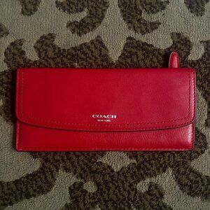 COACH Vermillion Leather Slim Envelope Wallet